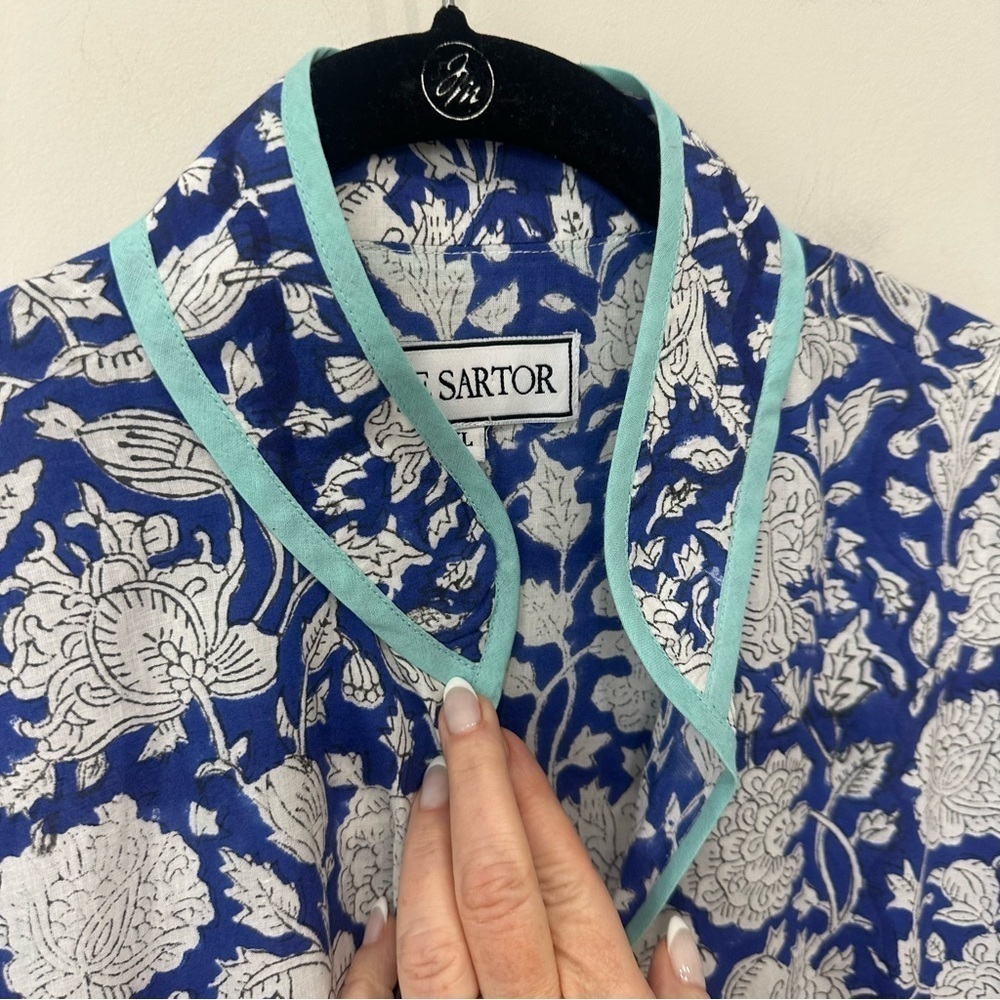 Sue Sartor Kimono Duster Blue Floral - Picture 7 of 10